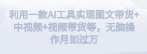 利用一款AI工具实现图文带货+中视频+视频带货等，无脑操作月如过万