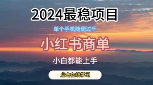 2024最稳蓝海项目，小红书商单项目，没有之一