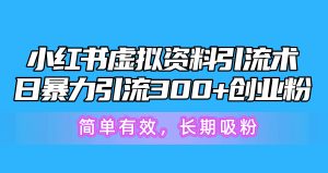 （10941期）小红书虚拟资料引流术，日暴力引流300+创业粉，简单有效，长期吸粉