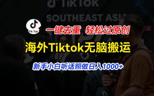 （11487期）海外Tiktok短视频无脑搬运，一键去重轻松过原创，新手小白听话照做日入…