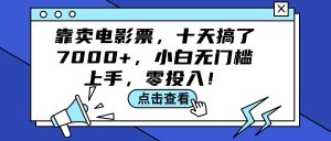 （12161期）靠卖电影票，十天搞了7000+，小白无门槛上手，零投入！
