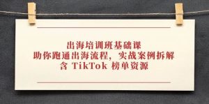 出海培训班基础课，助你跑通出海流程，实战案例拆解，含 TikTok 榜单资源