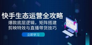 （14728期）快手生态运营全攻略：爆款底层逻辑，矩阵搭建，剪映特效与直播带货技巧
