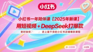 小红书一年陪伴课【2025年新课】，用短视频+deepSeek打爆款，史上最干货的小红书店铺爆款课程