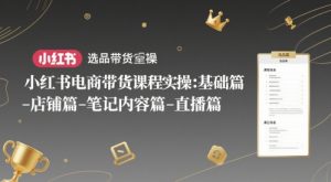 小红书电商带货课程实操：基础篇-选品篇-店铺篇-笔记内容篇-直播篇