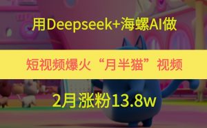 用Deepseek+海螺AI做短视频爆火“月半猫”视频，2月涨粉13.8w