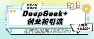 DeepSeek+创业粉精准引流，全新分享课4.0玩法，AI矩阵日引300+，多种变现方式，稳定月入1W