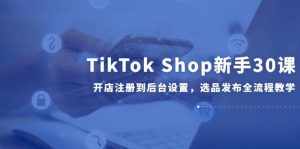 TikTok Shop新手30课，开店注册到后台设置，选品发布全流程教学