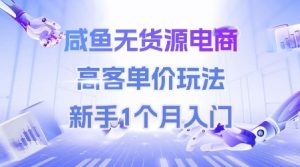 咸鱼无货源电商，高客单价玩法，新手1个月入门