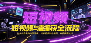 短视频与直播获客全流程，包含内容电商底层逻辑、线索视频制作模型、直播获客技巧