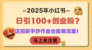 2025年小红书日引100+创业粉？这招新手抄作业也能爆流量！