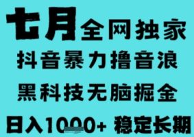 7月最新风口抖音无人直播撸音浪，长期稳定，非短期，全自动运行，低门槛无脑，日入1k+