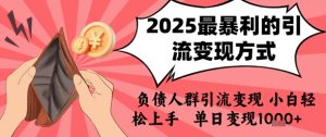 2025年最暴利的引流变现方式，负债人群引流变现，小白轻松上手，日入1k