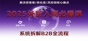2025外贸入局必看课，系统拆解B2B全流程，解决获客难、转化低、风控弱等核心痛点