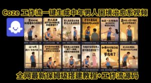 coze工作流一键生成”中年男人困境扎心高涨粉高播放量图文视频”保姆级拆解教程，无需剪辑，无需拍摄写文案