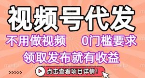视频号代发，不用剪辑不用做视频，0门槛要求，领取发布就有收益，任务没有无上限，小白轻松上手