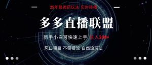 多多直播联盟 全新玩法 单机单日变现300+不要求电脑配置 玩法简单暴力