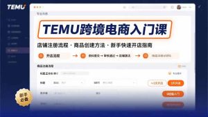 （15682期）TEMU跨境电商入门课，店铺注册流程，商品创建方法，新手快速开店指南