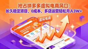 （16066期）抢占拼多多虚拟电商风口：长久稳定项目，0成本，多店运营轻松月入3W+