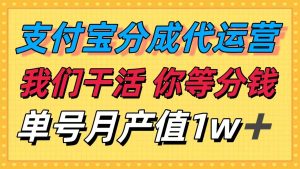 （16159期）十月最强捡钱项目，支付宝分成代运营，我们干活，你等着分钱！单号月产…