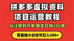 （16220期）拼多多开店运营课程： 蓝海变现玩法，轻松实现睡后收入 零基础小白也可…