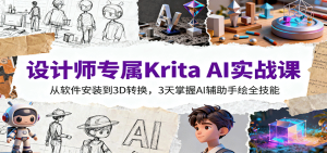 设计师专属Krita AI实战课：从软件安装到3D转换，3天掌握AI辅助手绘全技能