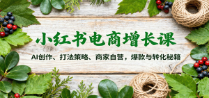 小红书电商增长课：AI创作、打法策略、商家自营，爆款与转化秘籍