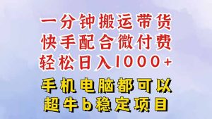 （16285期）快手黑科技一分钟搬运带货，一刀不剪过原创，微付费投流玩法，轻松日入…