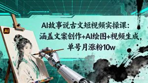 （16369期）AI故事说古文短视频实操课：涵盖文案创作+AI绘图+视频生成，单号月涨粉10w
