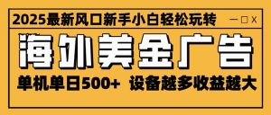 （16401期）2025最新风口 海外美金广告 单机单日500+ 可无限放大 设备越多收益越大…