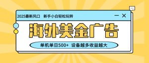 （16454期）最新蓝海项目，海外美金广告，单机单日500+，可矩阵放大，设备越多收益…