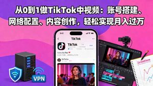 （16461期）从0到1做TikTok中视频：账号搭建、网络配置、内容创作，轻松实现月入过万