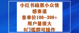 小红书暗黑小众情感赛道，客单价100-300+用户量很大，0门槛即可操作