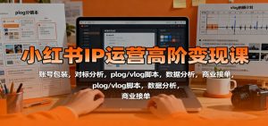 小红书IP运营高阶变现课：账号包装，对标分析，plog/vlog脚本，数据分析，商业接单