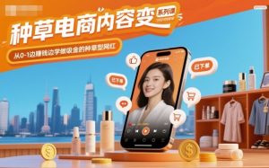 种草电商内容变现系列课，从0-1边賺钱边学做吸金的种草型网红
