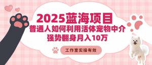 （16489期）2025蓝海项目：普通人如何利用活体宠物中介，强势翻身月入10万